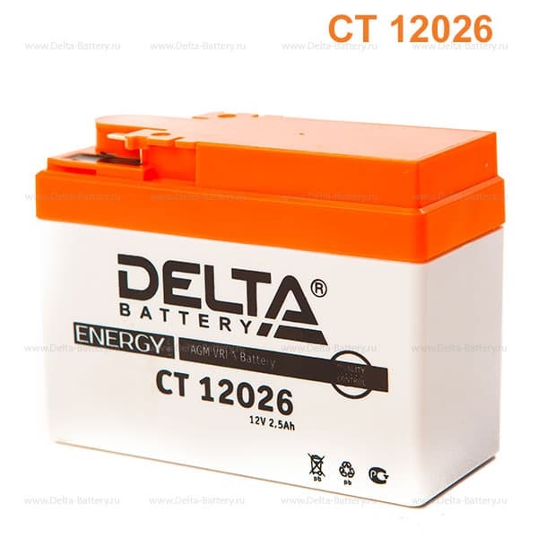 DELTA battery CT12026 Батарея аккумуляторная 2,5А/ч 45А 12В
